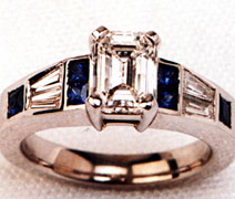 Ladies Diamond and Sapphire Engagement Ring