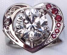 Ladies Heart Shape Diamond and Ruby Ring